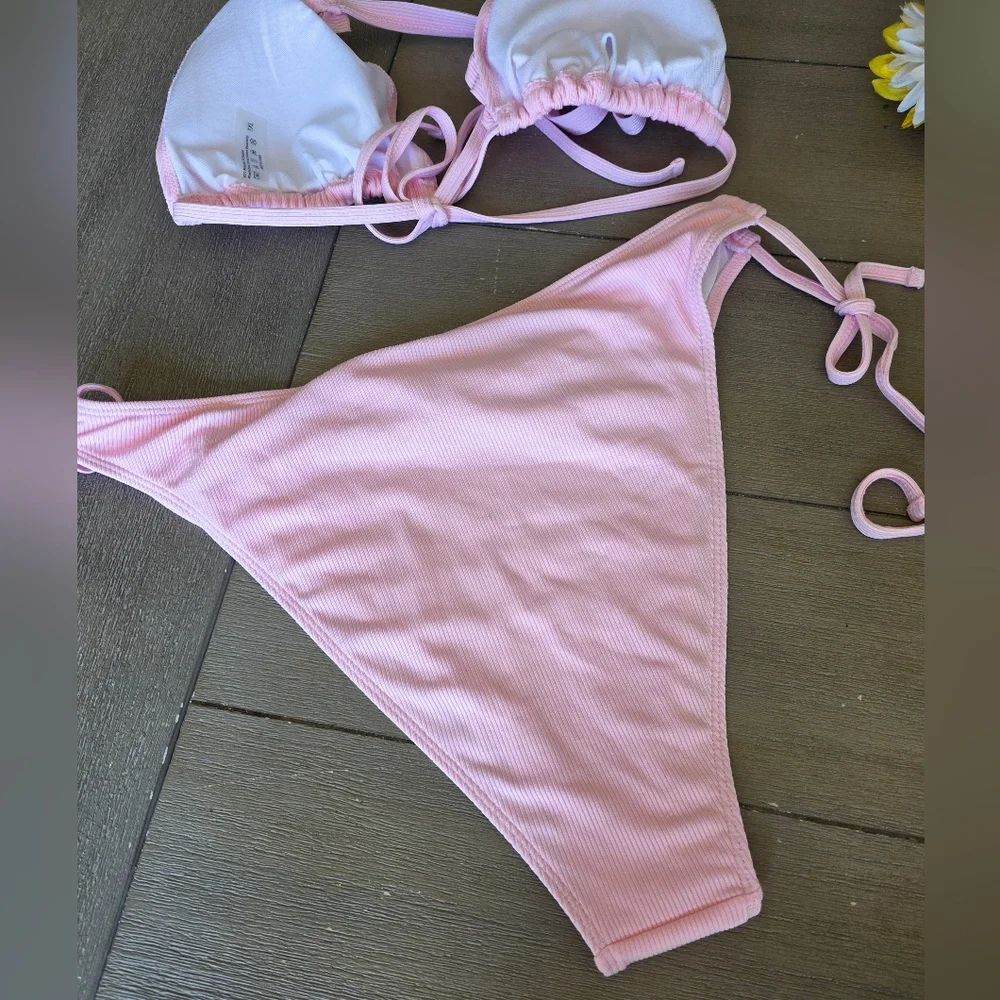 New* Pink Ruffled Bikini Set - Picture 2 of 4